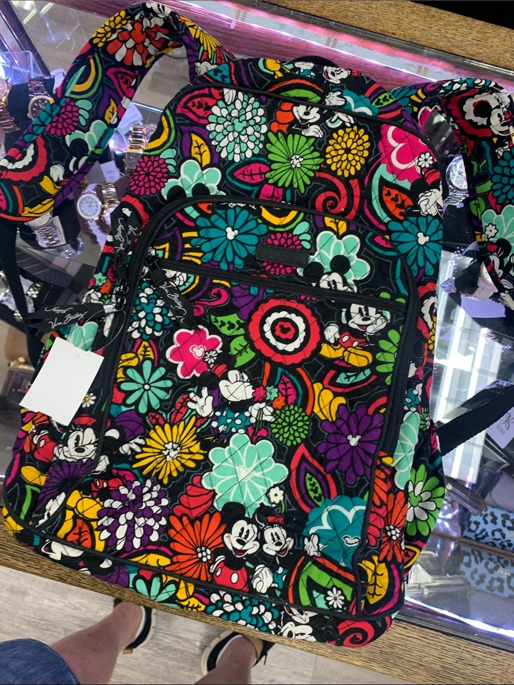 Vera Bradley Black Multicolor Floral Quilted Backpack Special Edition Disney